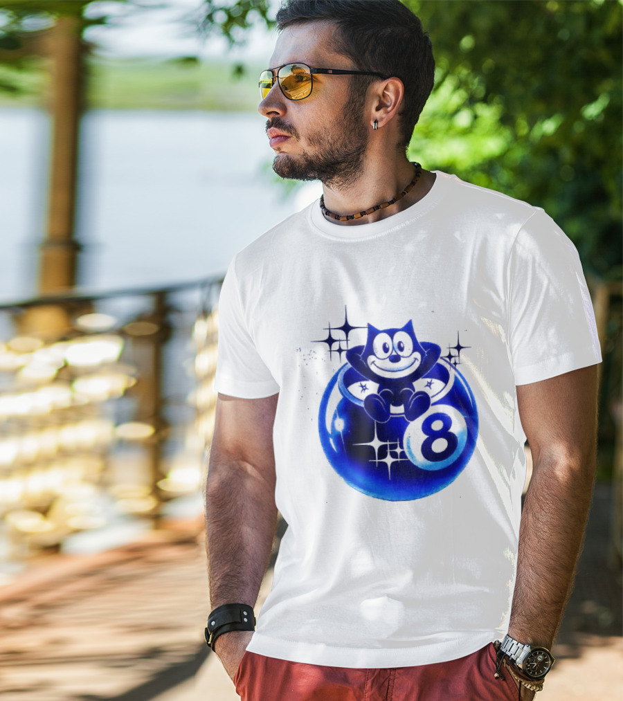 Felix The Cat Vintage Classic Figure Eight Ball Stars T-Shirt