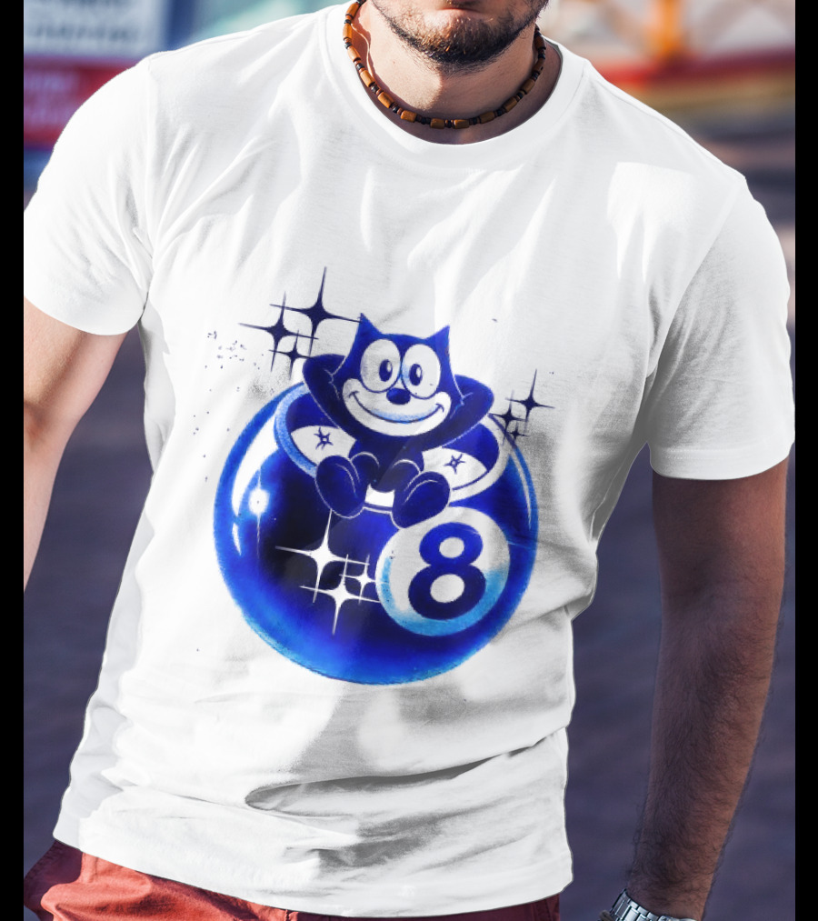 Felix The Cat Vintage Classic Figure Eight Ball Stars T-Shirt