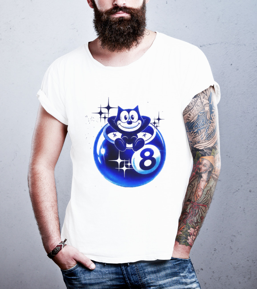 Felix The Cat Vintage Classic Figure Eight Ball Stars T-Shirt