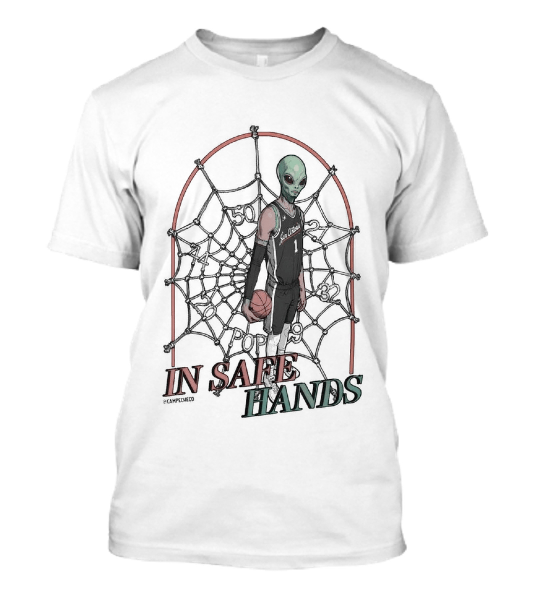 Spurs Victor Wembanyama Alien Spider Theme In Safe Hands T-Shirt