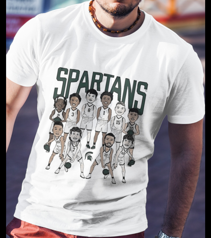 Michigan State Spartans Mens Basketball Team Caricature Players 3 8 1 15 10 35 T-Shirt