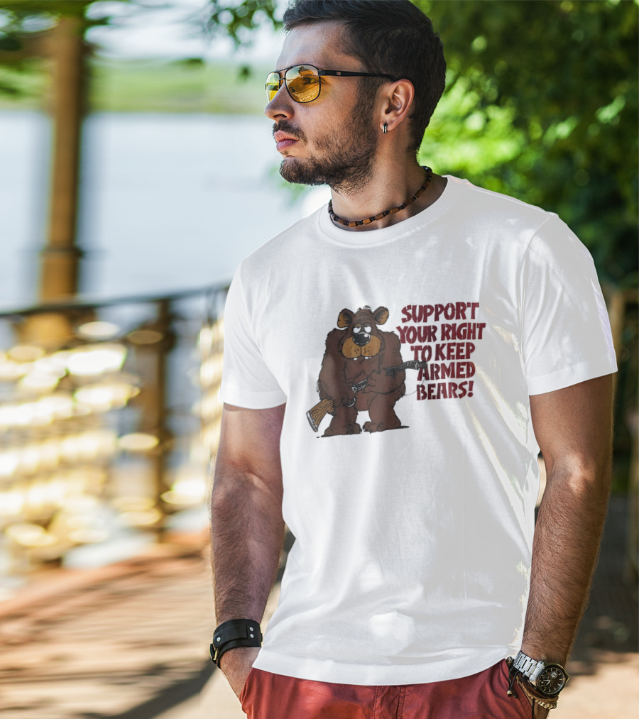 Support Your Right To Keep Armed Bears Cartoon Bear With Rifle T-Shirt