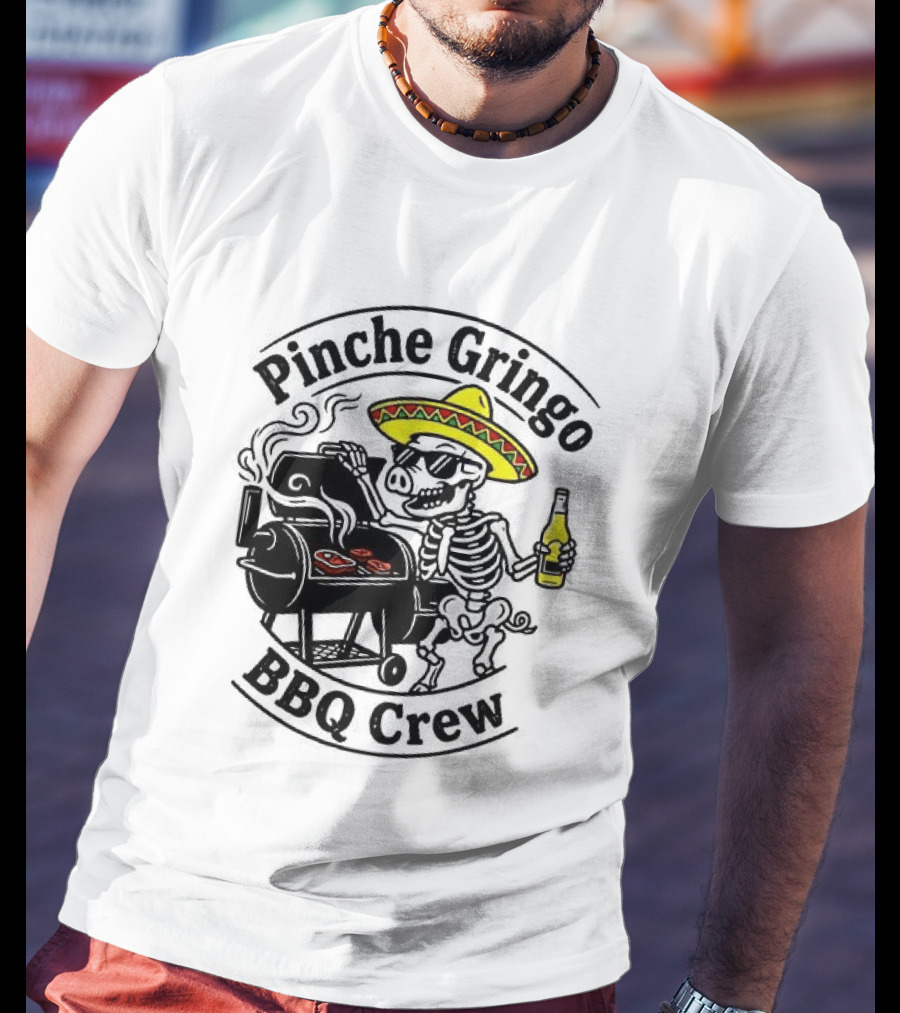 Pinche Gringo BBQ Crew Sombrero Smoking Grilling Fun T-Shirt