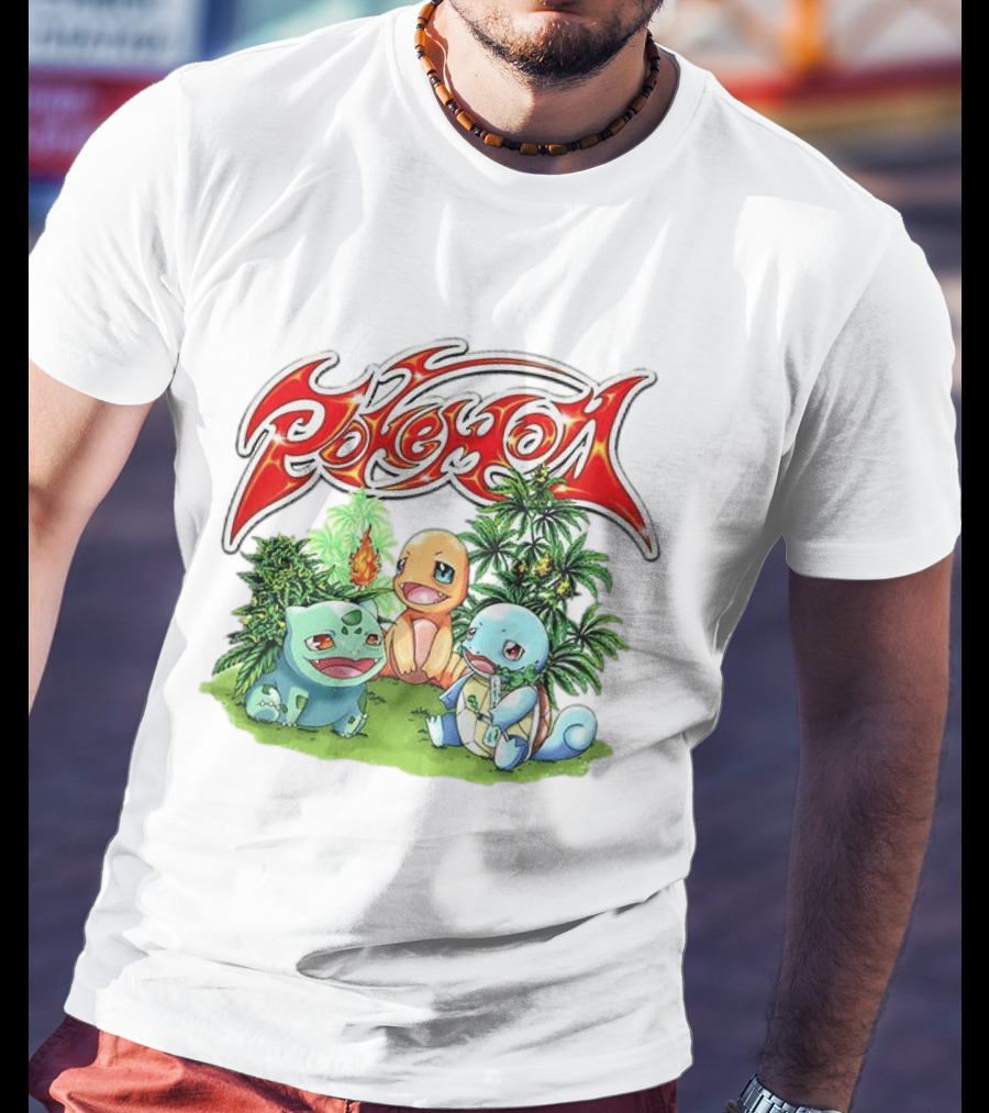 Pokémon Bulbasaur Charmander Squirtle Cannabis T-Shirt