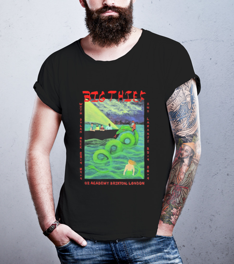 Big Thief Apr 23 2026 London Tour With Sea Serpent And Boat Scene T-Shirt