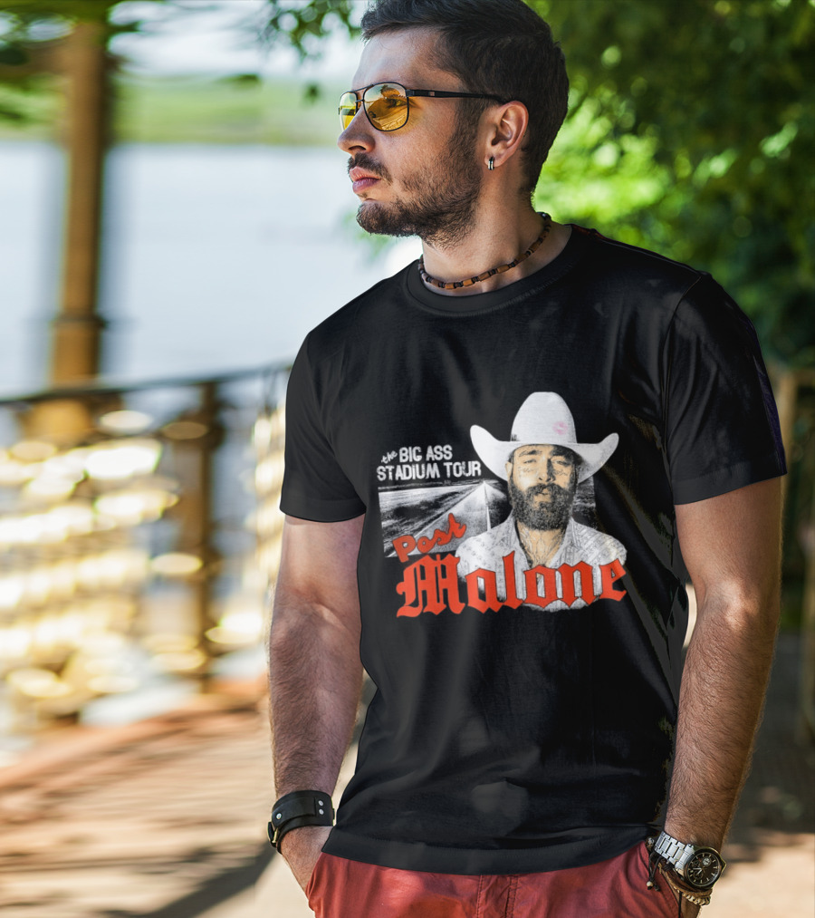 Post Malone Big Ass Stadium Tour Cowboy Hat Tattoo T-Shirt