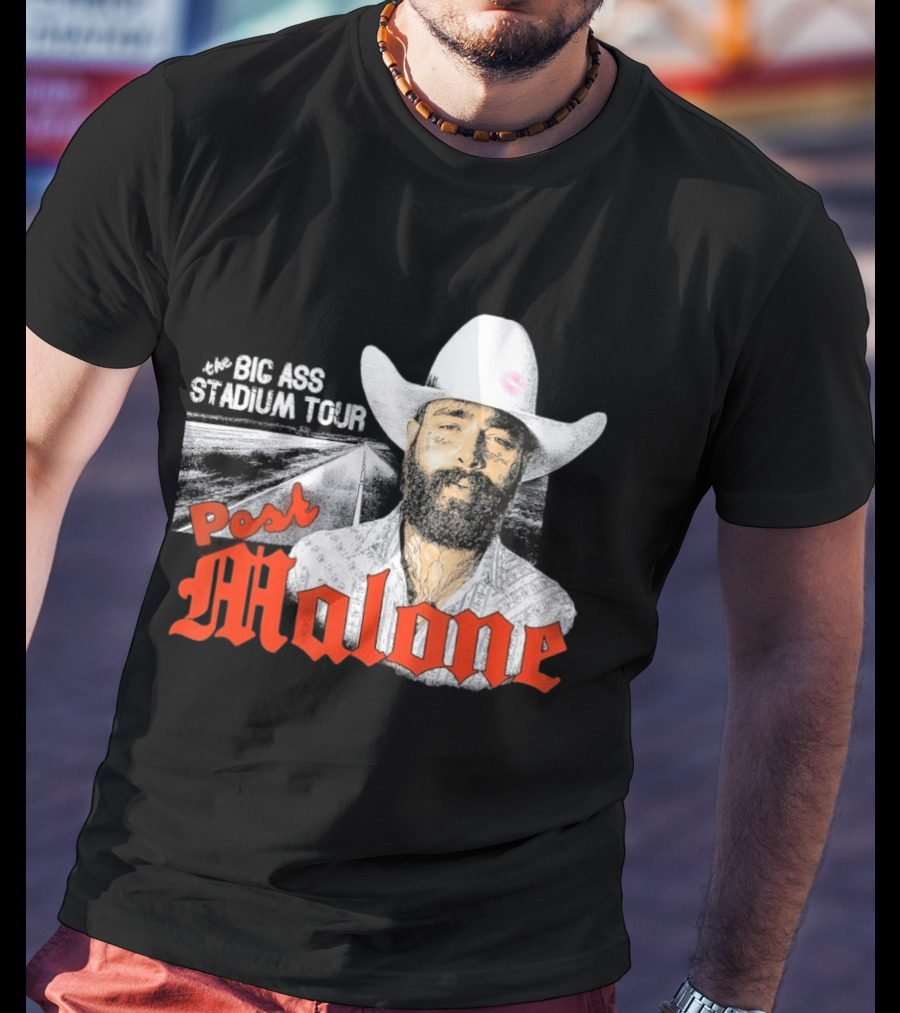 Post Malone Big Ass Stadium Tour Cowboy Hat Tattoo T-Shirt