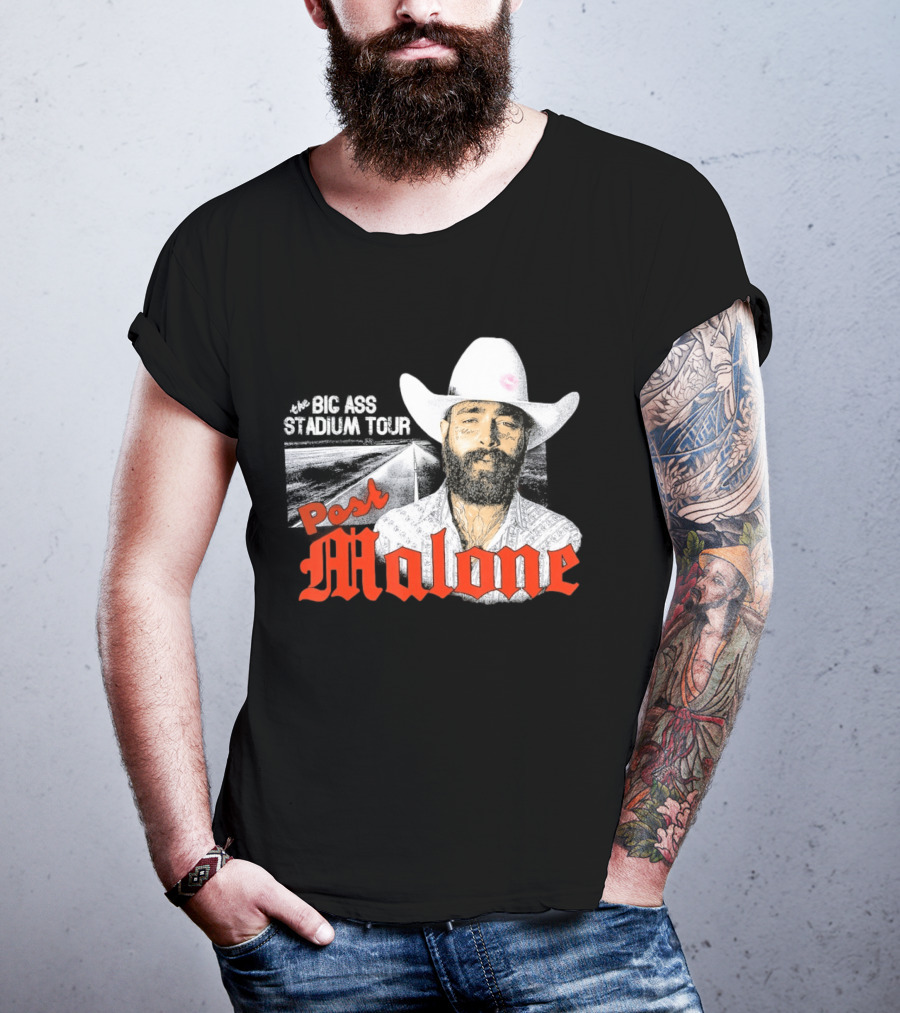 Post Malone Big Ass Stadium Tour Cowboy Hat Tattoo T-Shirt