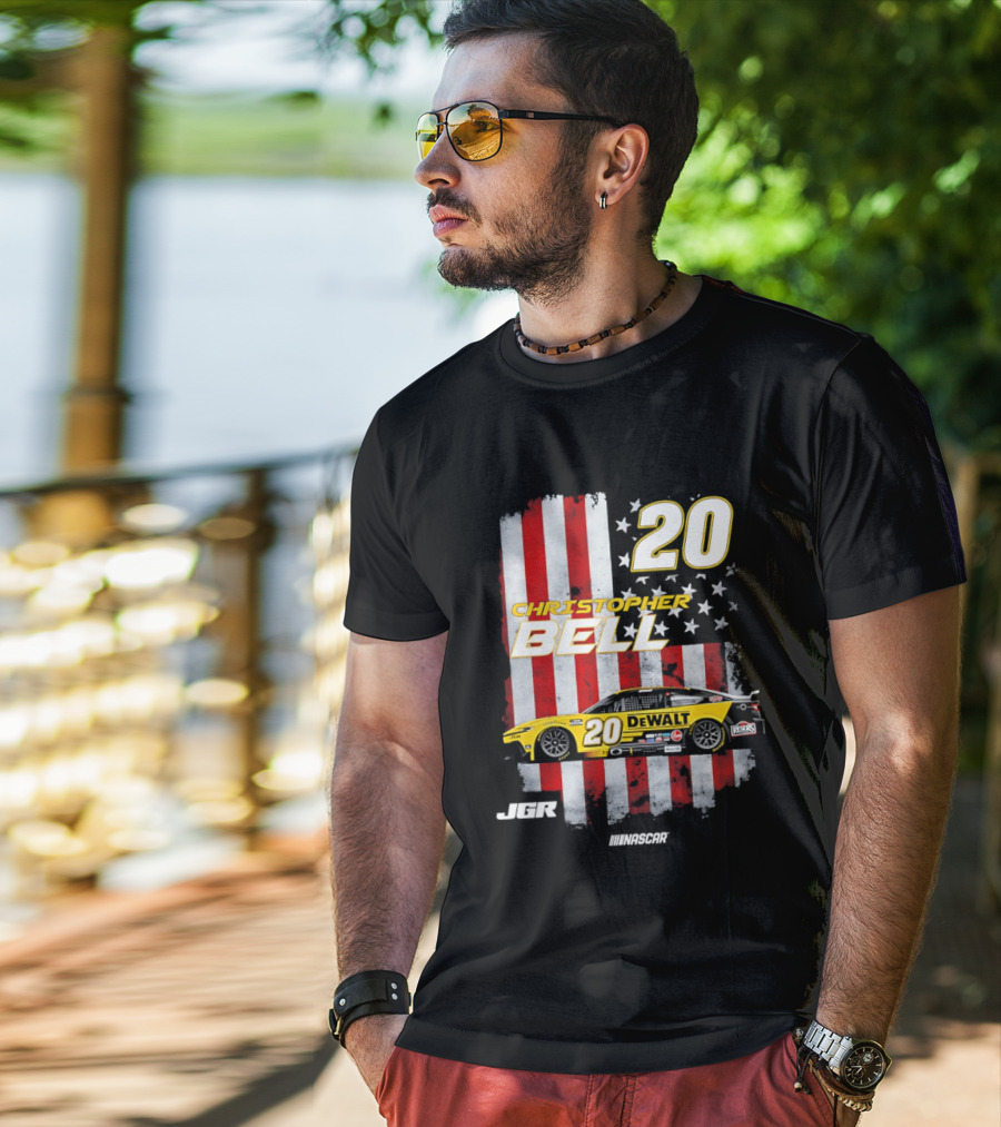 Christopher Bell 20 NASCAR DeWalt JGR Stars Stripes Racing T-Shirt
