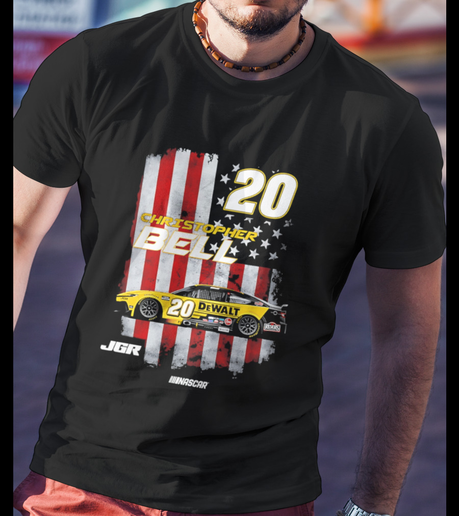 Christopher Bell 20 NASCAR DeWalt JGR Stars Stripes Racing T-Shirt