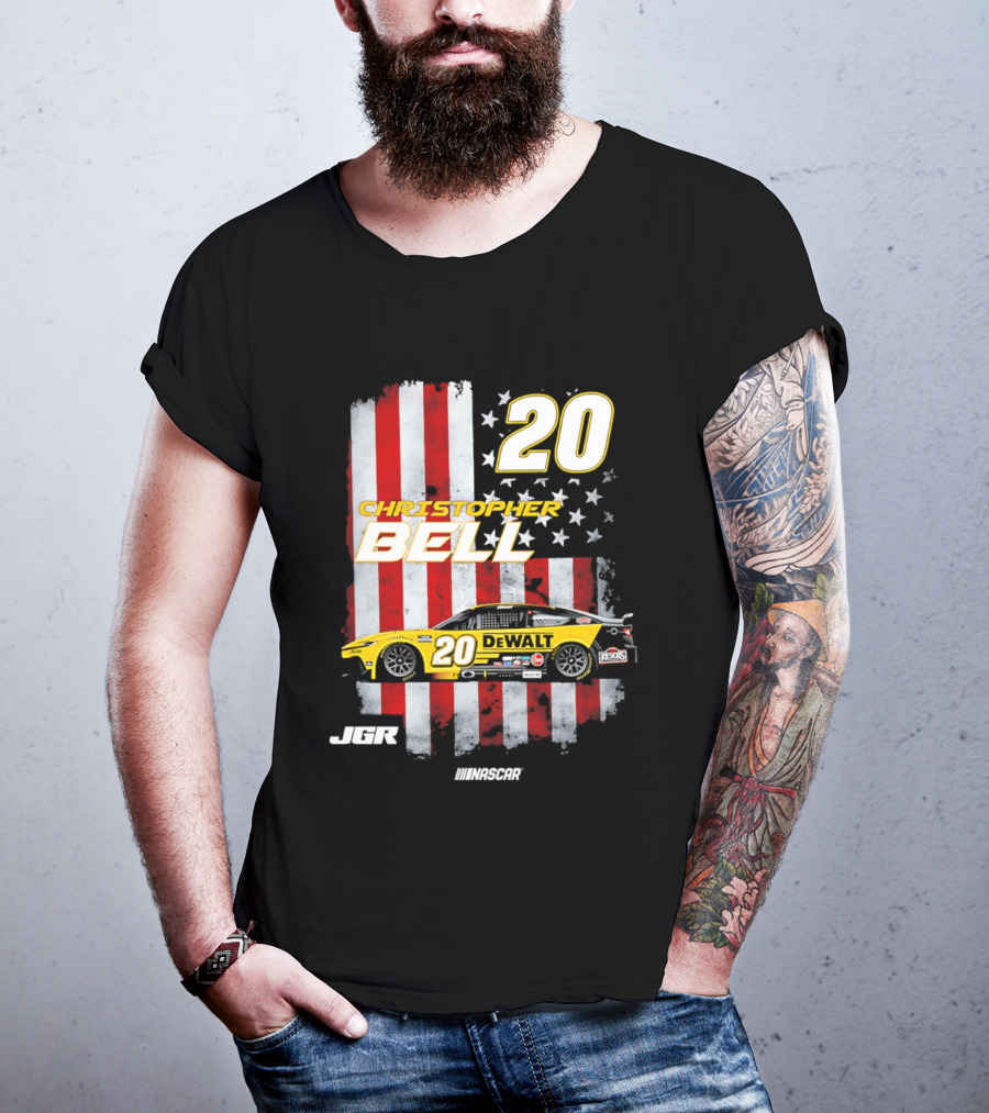 Christopher Bell 20 NASCAR DeWalt JGR Stars Stripes Racing T-Shirt