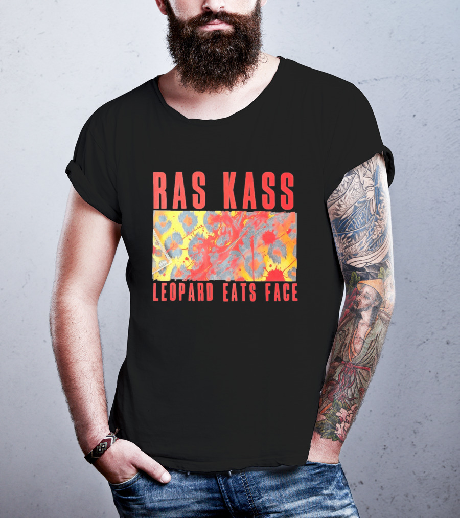 Ras Kass Leopard Eats Face Abstract Art With Blood Splatter And Animal Print T-Shirt