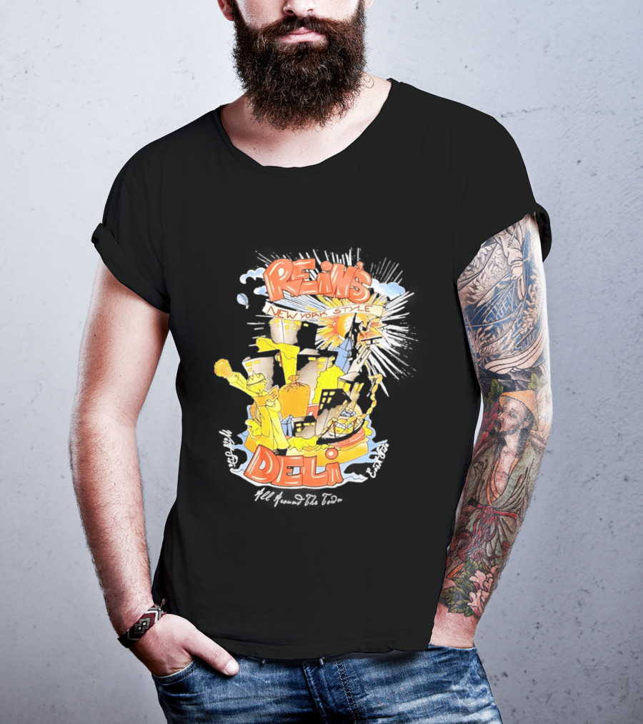 Rein's New York Style Deli Statue Of Liberty Cityscape Explosion T-Shirt