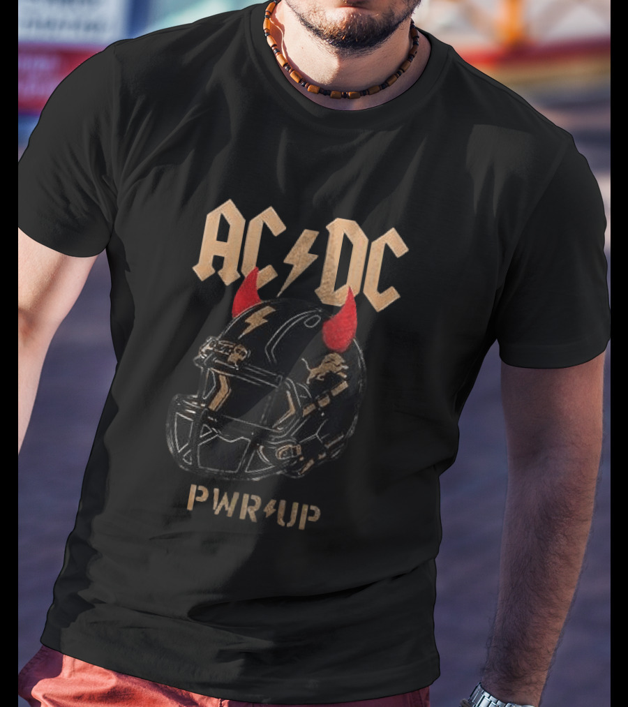 AC/DC PWR UP Detroit Lions Helmet Rock And Roll Tour T-Shirt