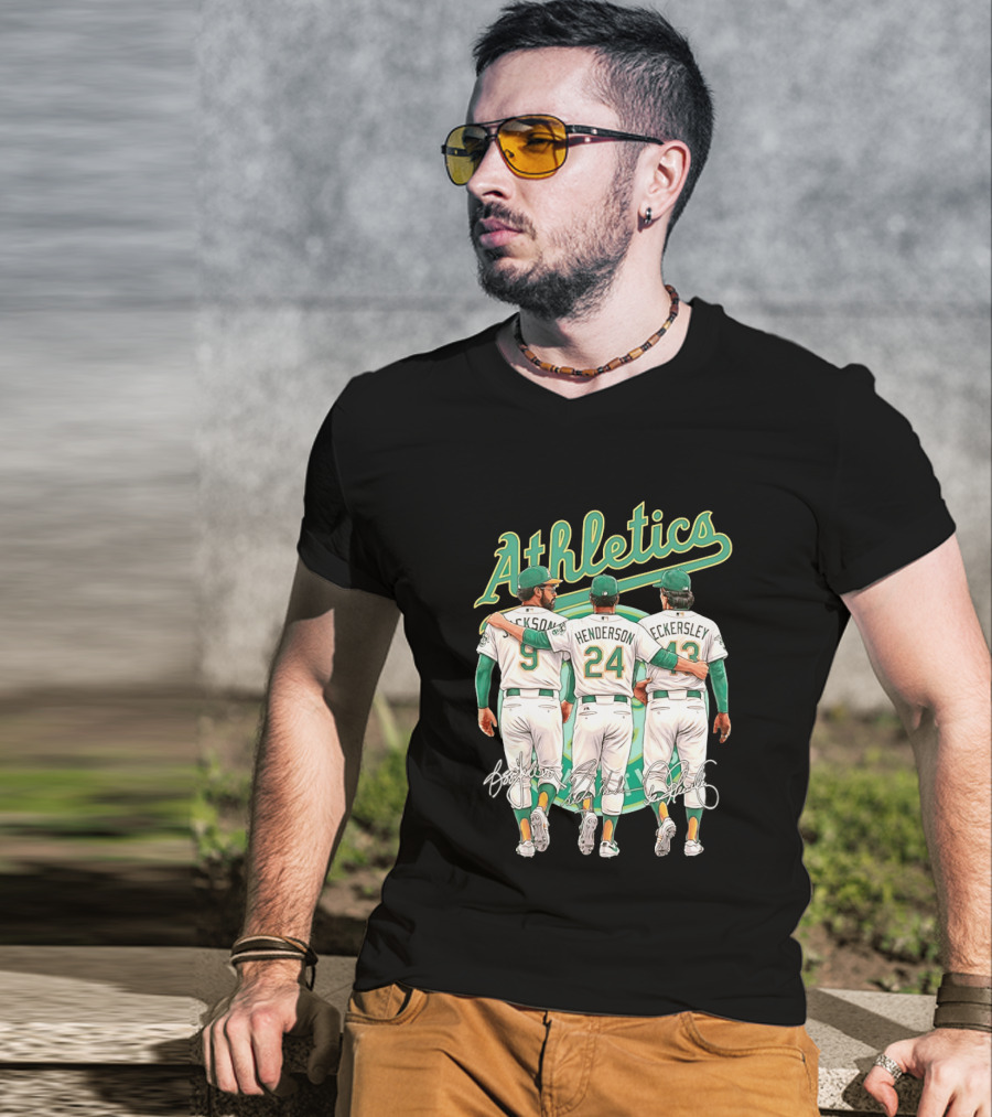 Rickey Henderson Reggie Jackson Dennis Eckersley Oakland Athletics Legends T-Shirt