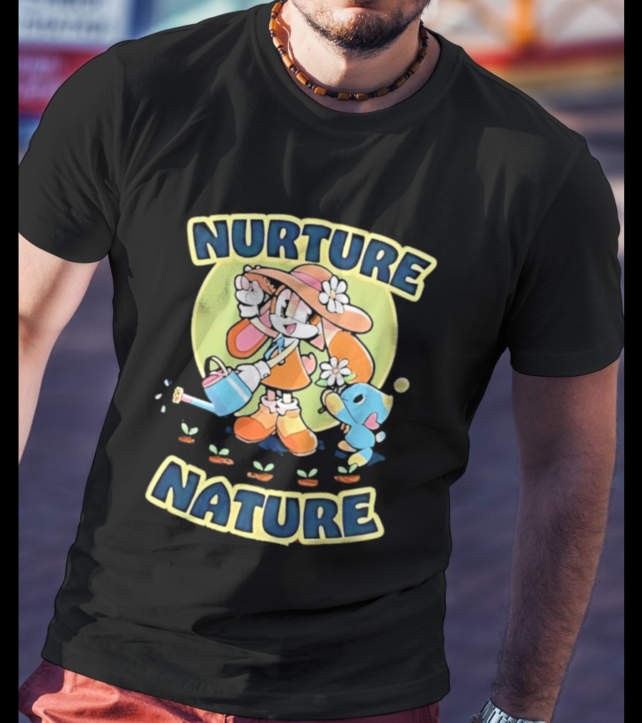 Nurture Nature Hedgehog Chao Earth Day Gardening T-Shirt