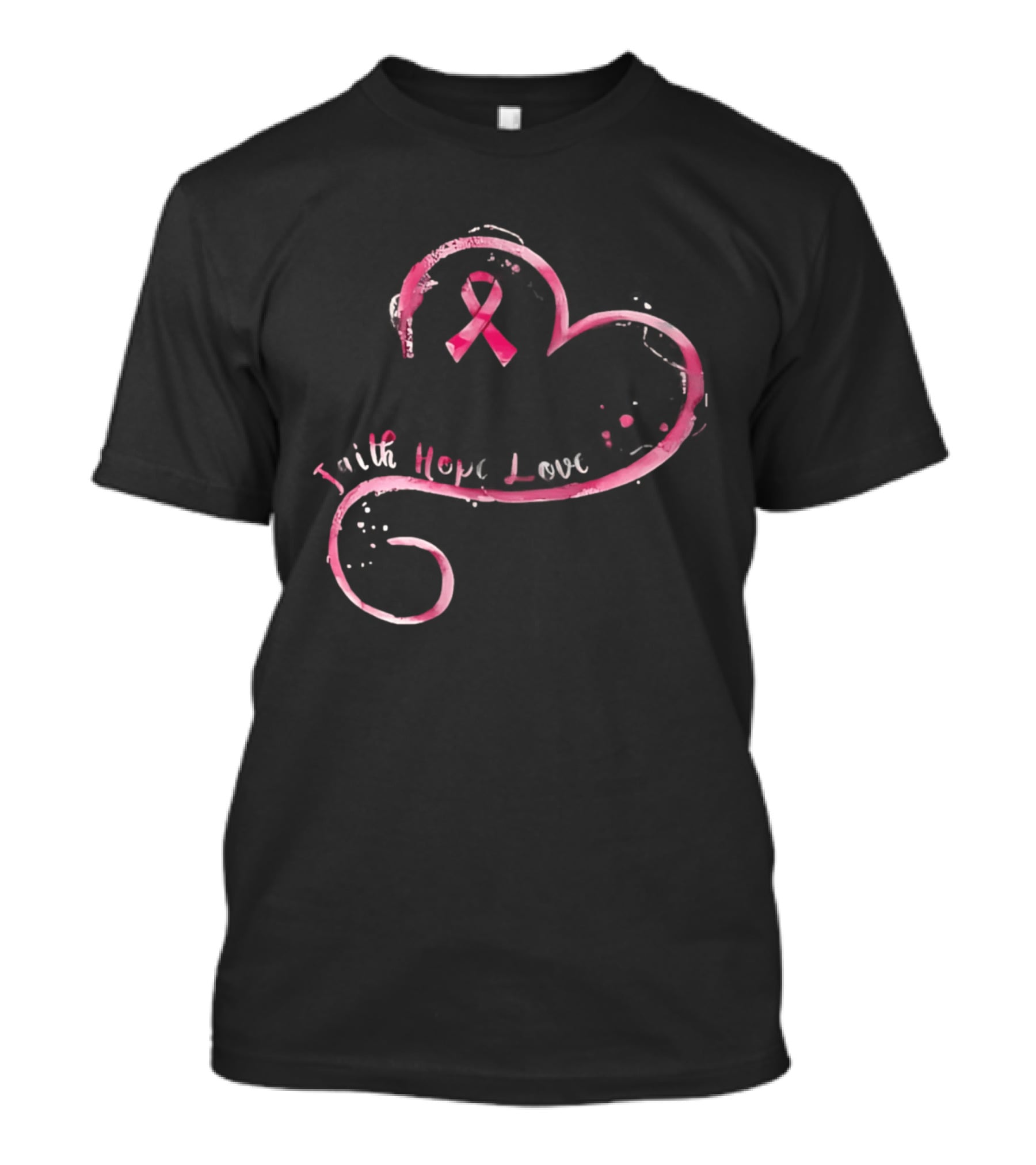 Faith Hope Love Pink Ribbon Breast Cancer Awareness Month T-Shirt
