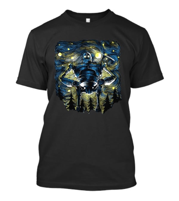 Iron Giant Meets Van Gogh's Starry Night Fusion T-Shirt