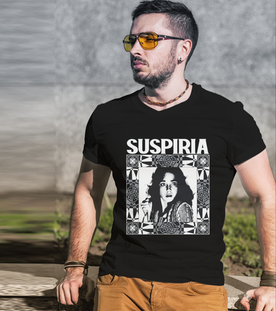 Suspiria 1977 Horror Movie Black And White Vintage Style Jessica Harper T-Shirt
