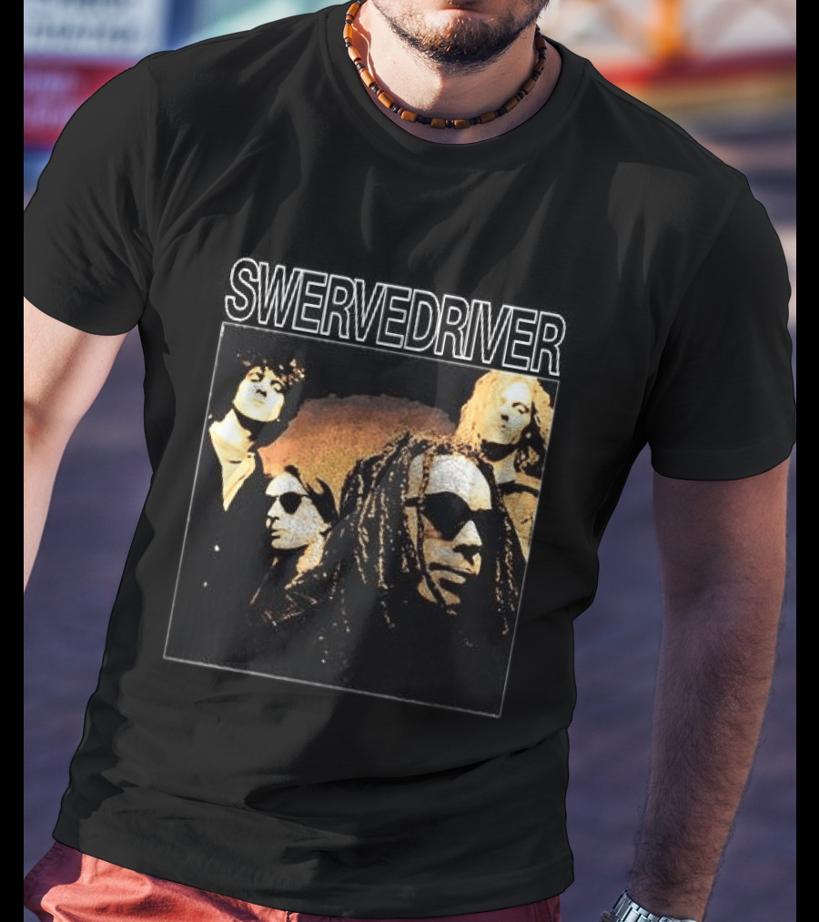 Swervedriver Band Portrait Album Cover Guns T-Shirt