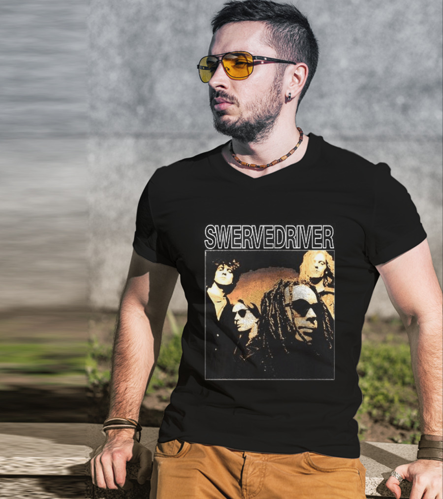 Swervedriver Band Portrait Album Cover Guns T-Shirt