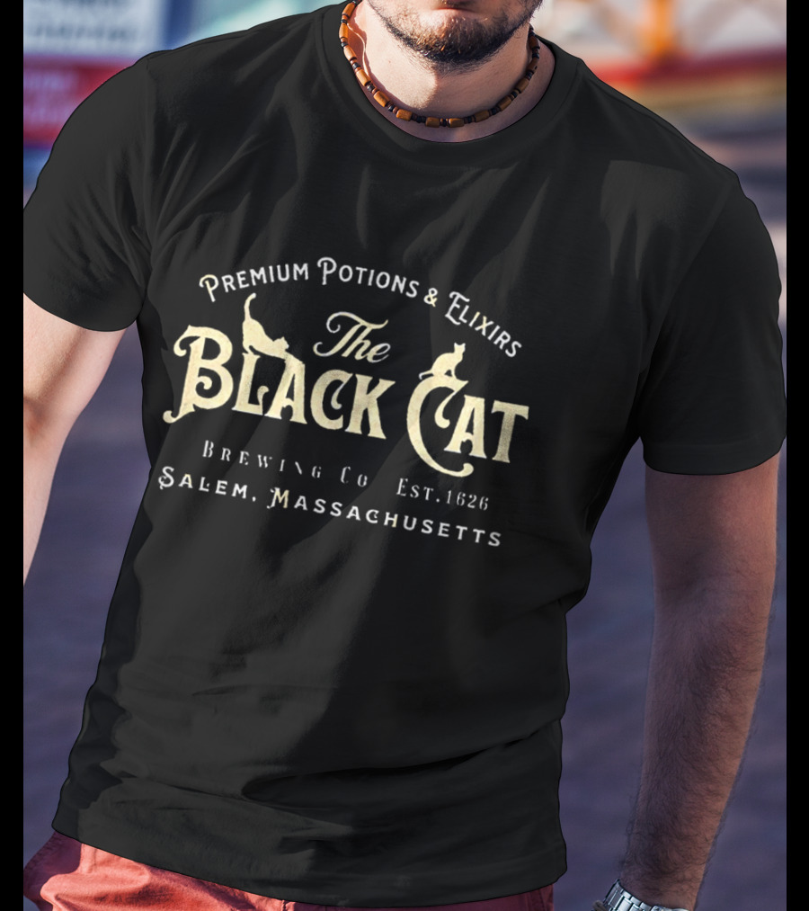 Premium Potions And Elixirs The Black Cat Brewing Co Est 1824 Salem Massachusetts T-Shirt