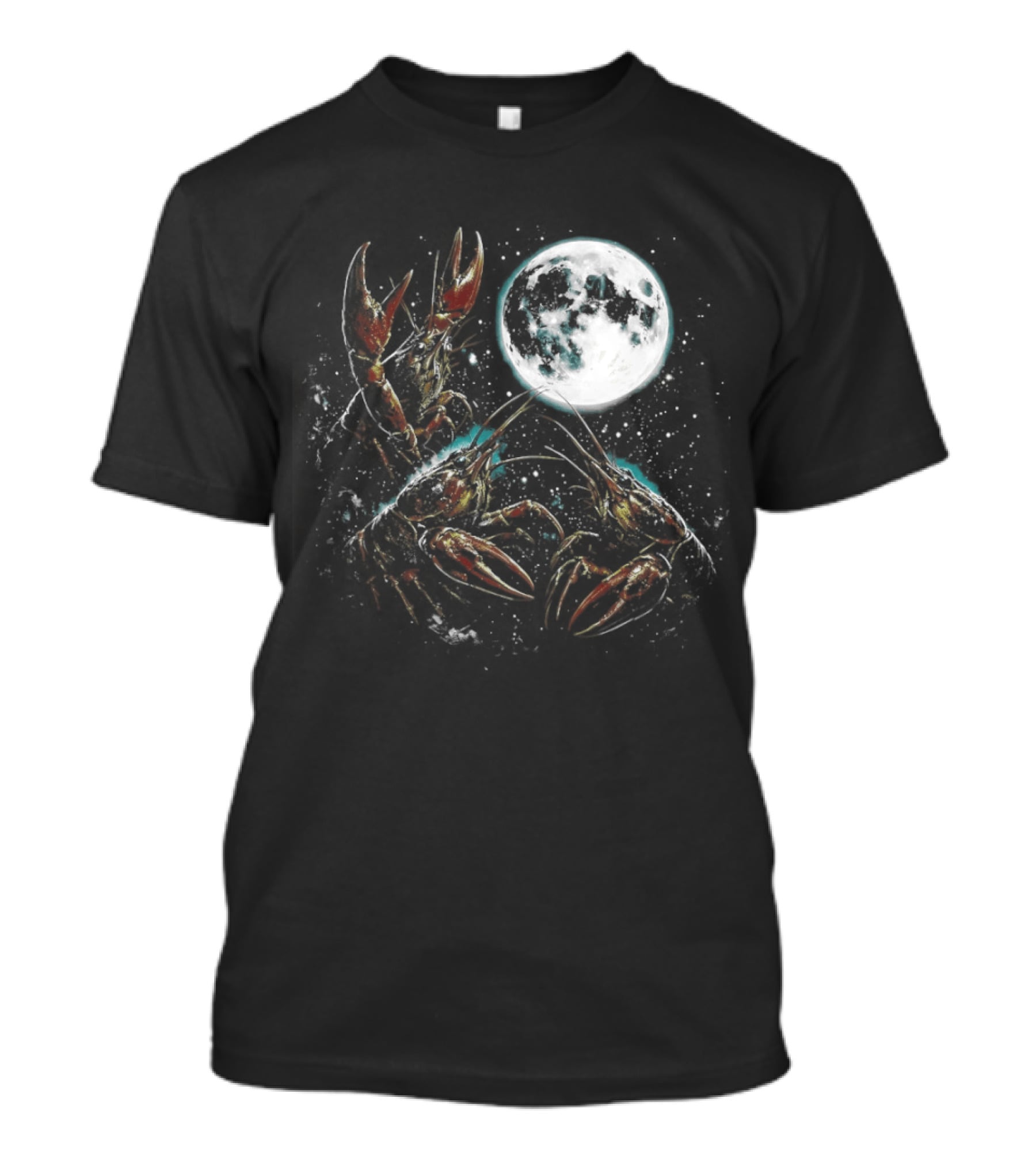 Three Crawfish Moon Galaxy Space Animal Lunar Crawdad Trio T-Shirt