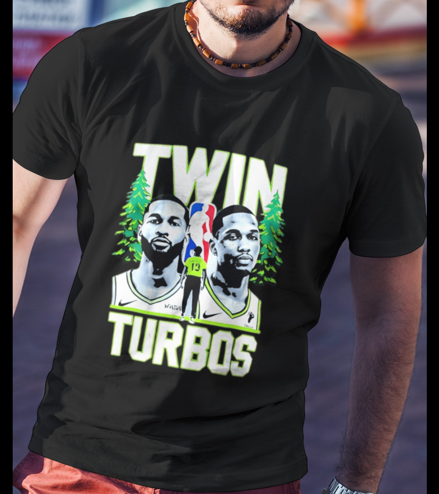 Twin Turbos Minnesota Timberwolves NBA Basketball Player Portraits T-Shirt