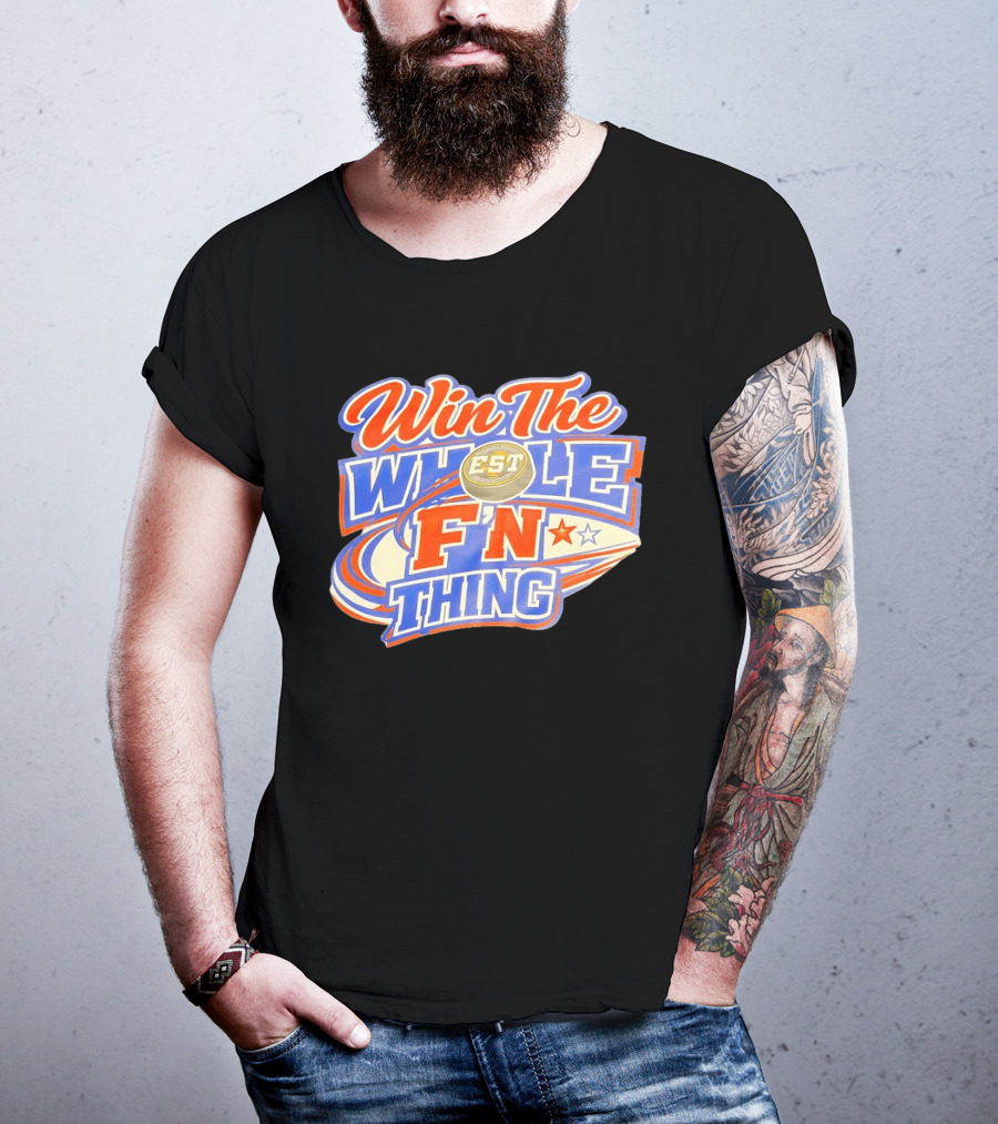 Win The Whole F'N Thing Hockey EST Red White Blue Stars T-Shirt