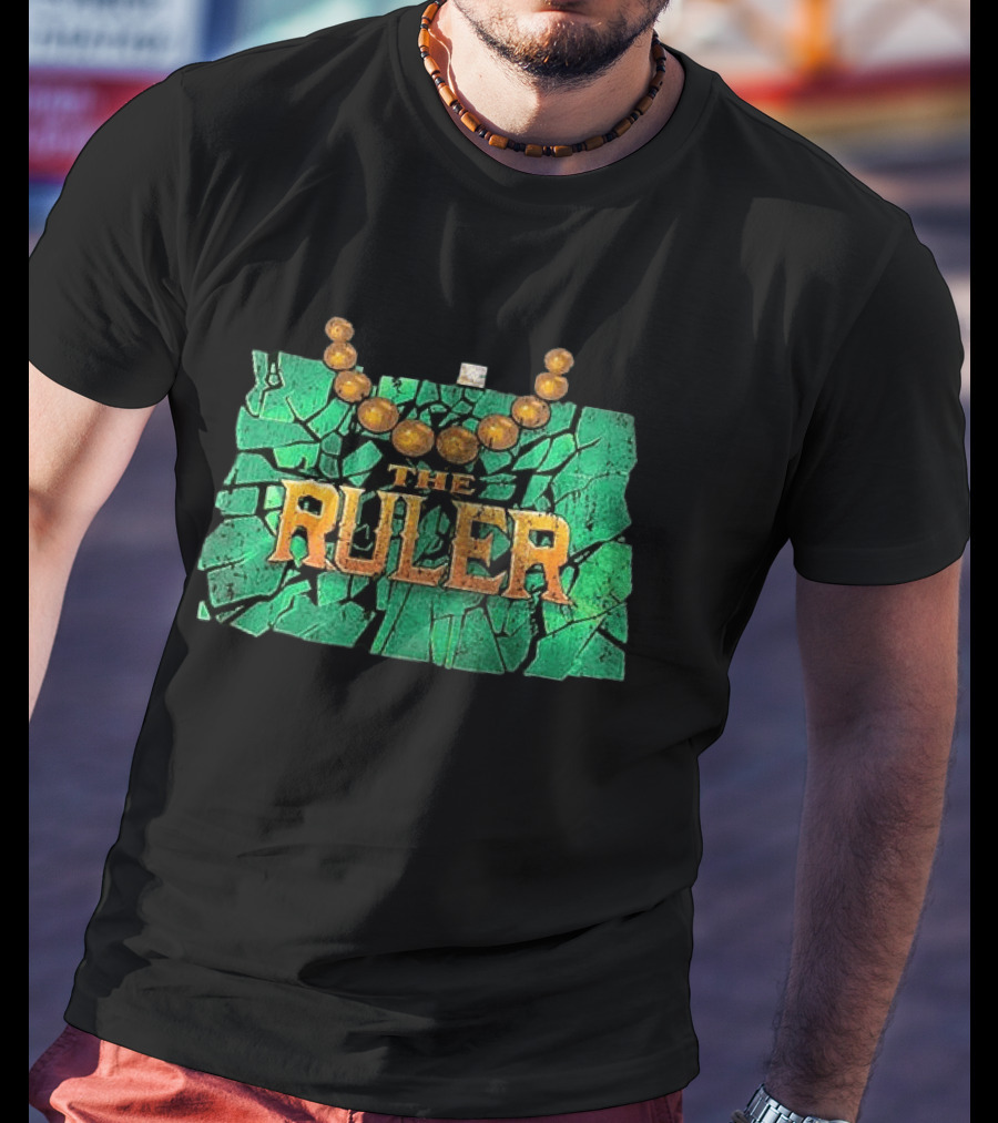 Oba Femi WWE The Ruler Gold Necklace Green Cracked Stone T-Shirt