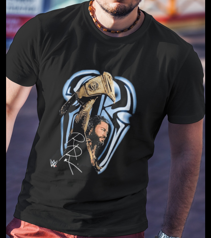 OVO WWE Collaboration Roman Reigns Holding Championship Belt 2026 T-Shirt