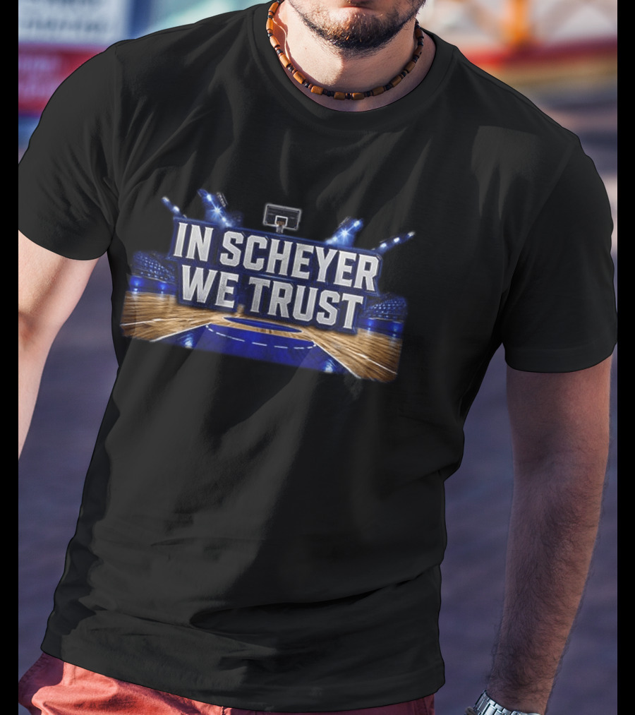 Duke Blue Devils In Scheyer We Trust Basketball Court Stadium Lights T-Shirt