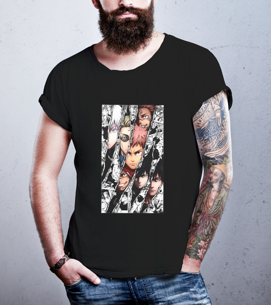 Jujutsu Kaisen Manga Characters Panel Split Burst T-Shirt