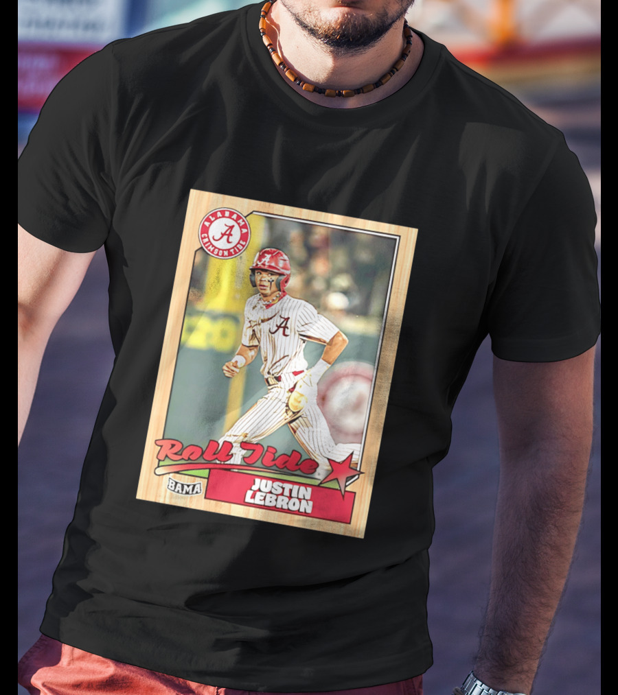 Justin Lebron Alabama Crimson Tide Roll Tide Bama Baseball Card T-Shirt