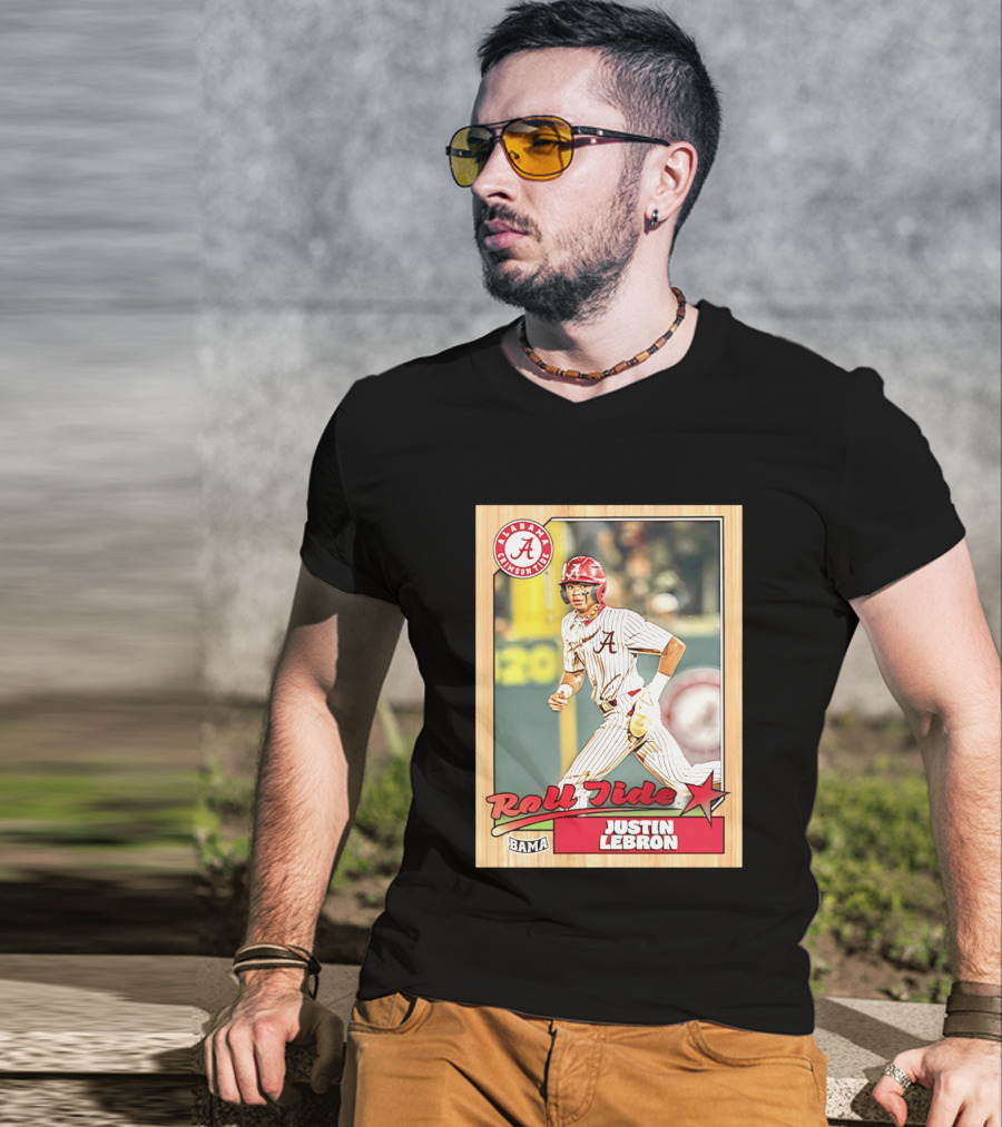 Justin Lebron Alabama Crimson Tide Roll Tide Bama Baseball Card T-Shirt