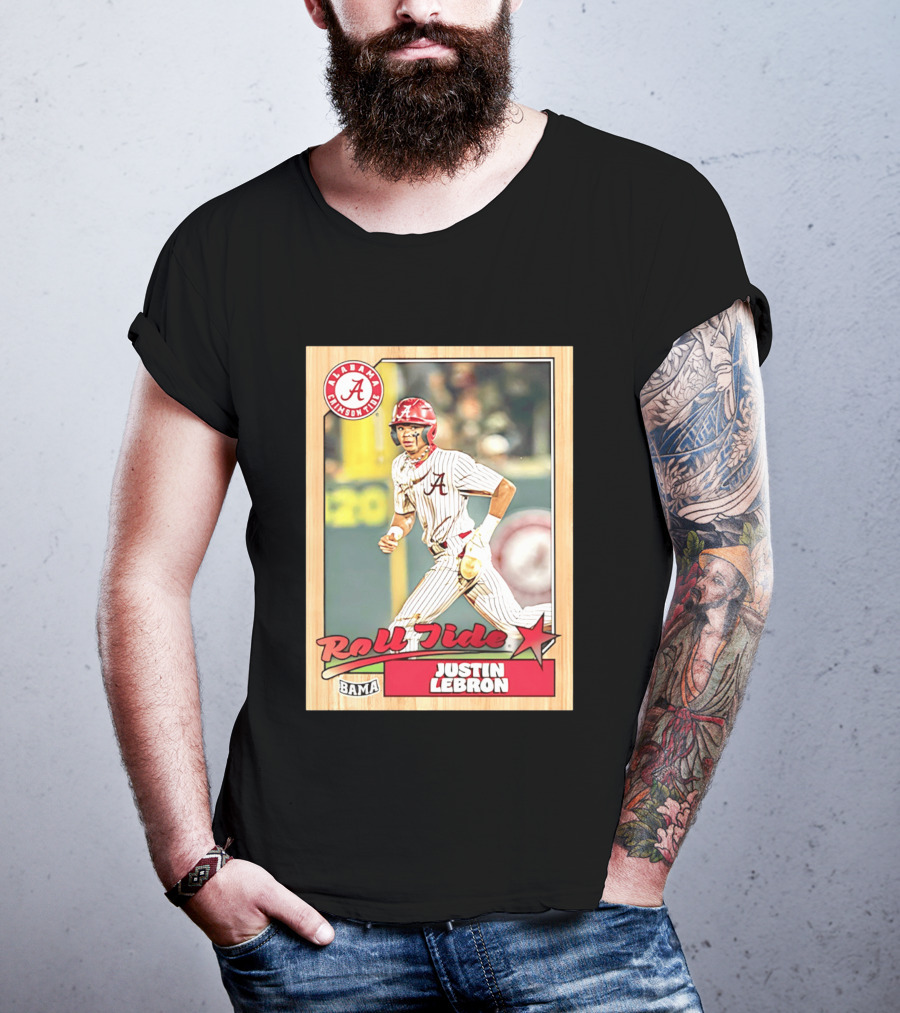 Justin Lebron Alabama Crimson Tide Roll Tide Bama Baseball Card T-Shirt