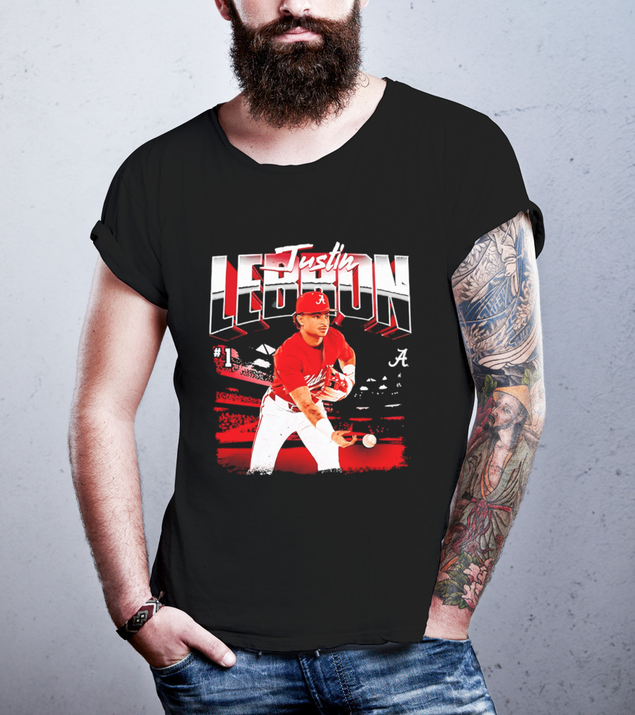 Justin Lebron Alabama Crimson Tide Baseball Player In Action T-Shirt
