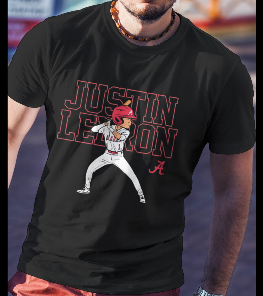 Alabama Crimson Tide Justin Lebron Baseball Cartoon Player T-Shirt