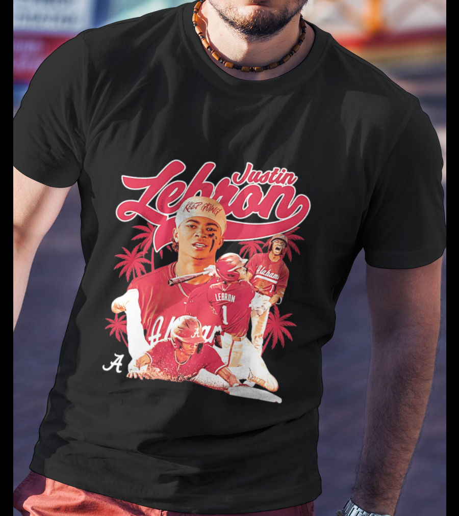 Justin Lebron Alabama Baseball Keep Going Collage T-Shirt