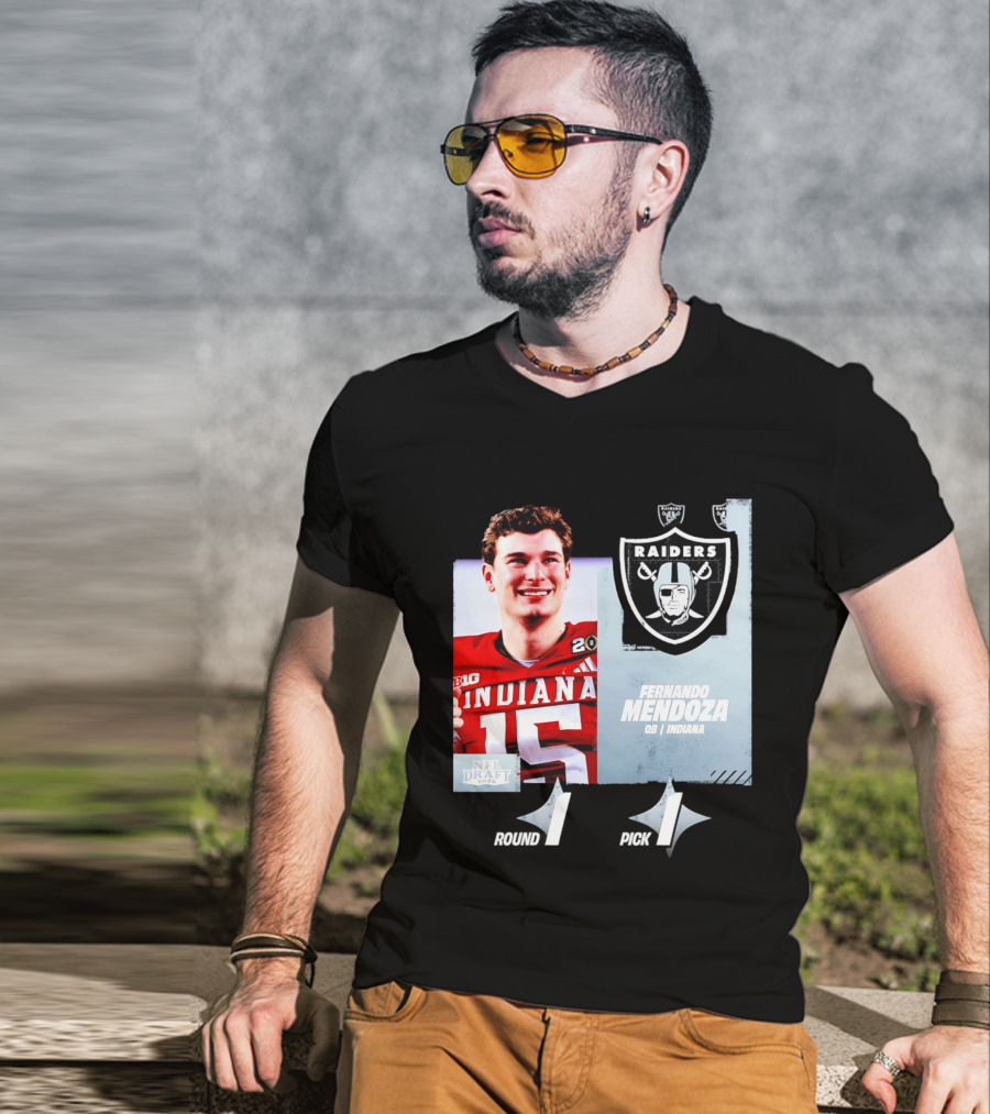 Fernando Mendoza QB Indiana Las Vegas Raiders NFL Draft 2026 Round 1 Pick 1 T-Shirt