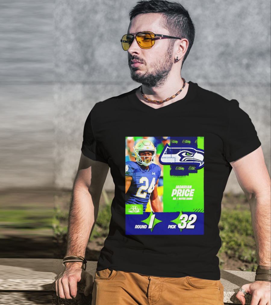 Seahawks Jadarian Price NFL Draft 2026 Round 1 Pick 32 Notre Dame T-Shirt