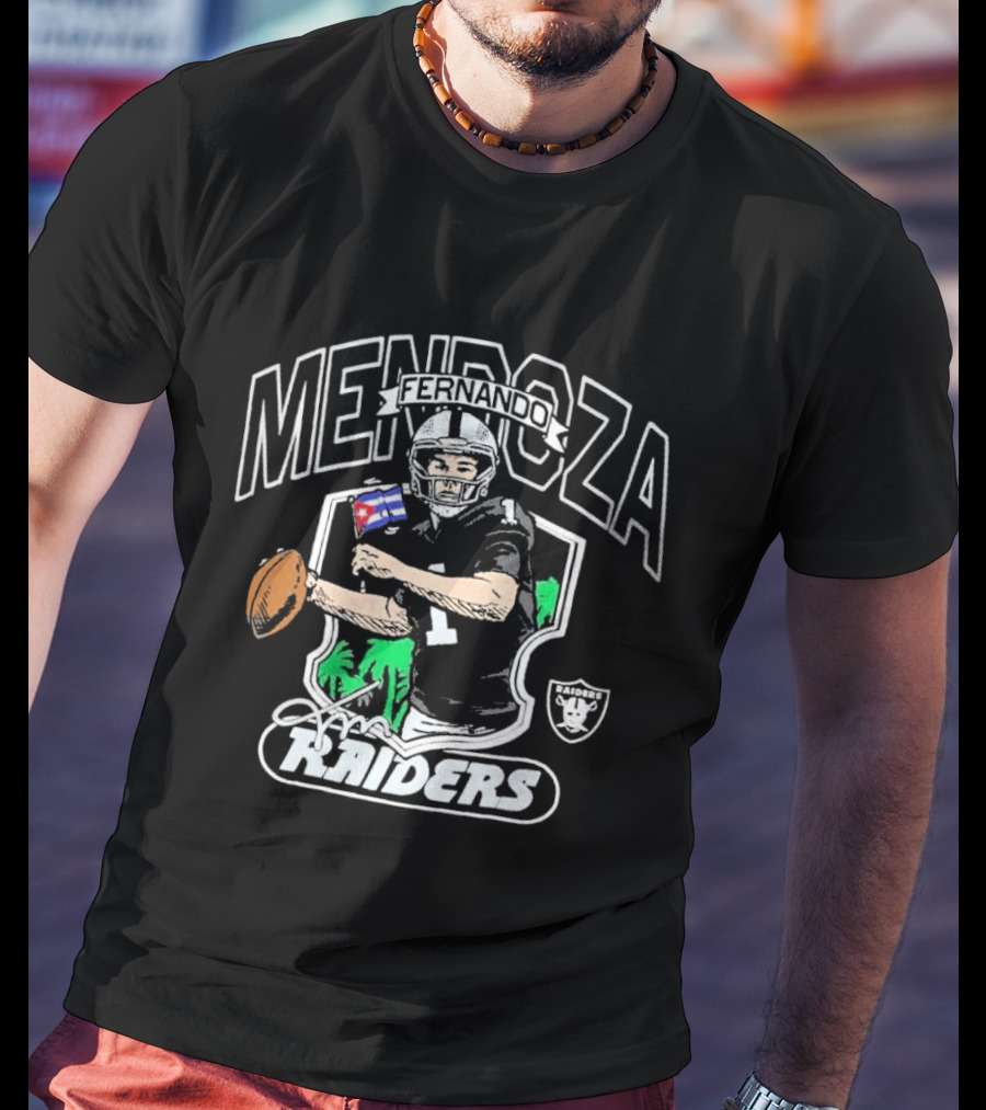 Fernando Mendoza Las Vegas Raiders Football Player Caricature T-Shirt