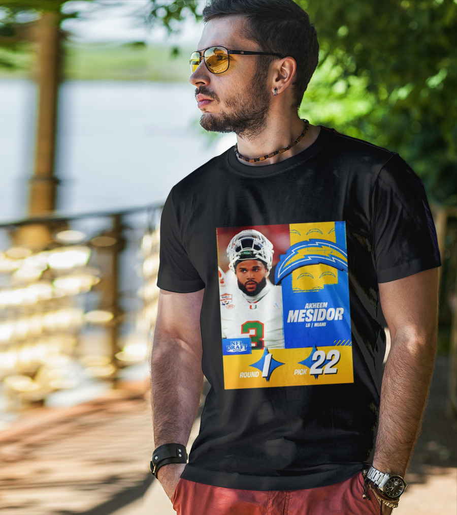 NFL Draft 2026 Los Angeles Chargers Akheem Mesidor Round 1 Pick 22 T-Shirt