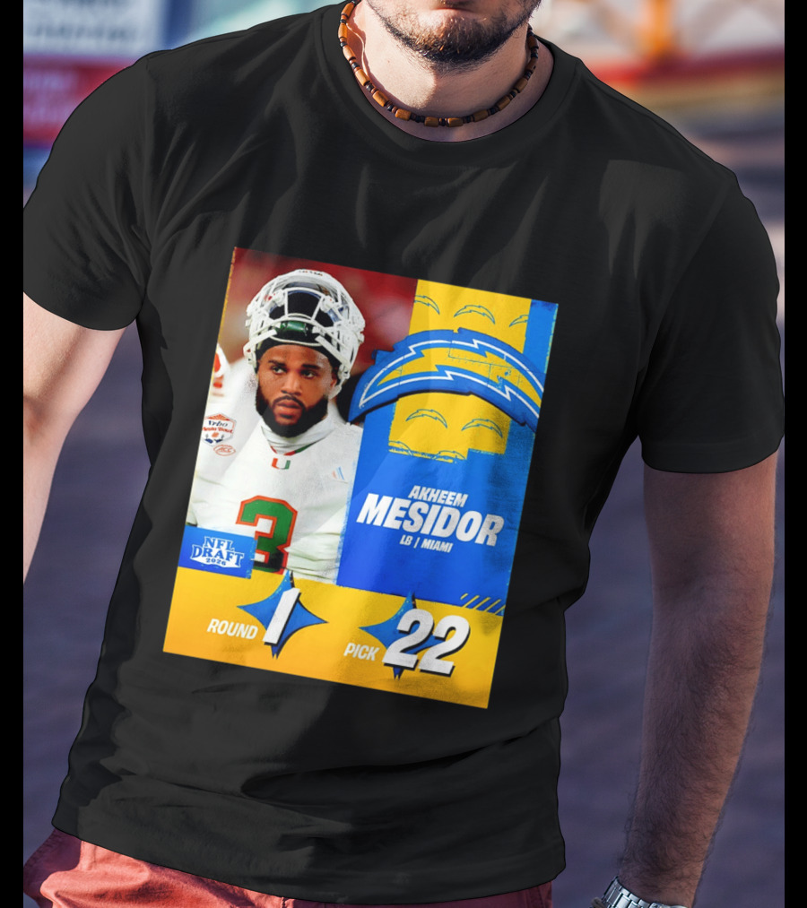 NFL Draft 2026 Los Angeles Chargers Akheem Mesidor Round 1 Pick 22 T-Shirt
