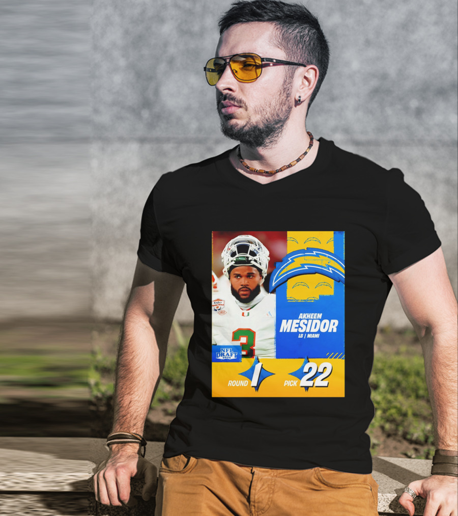 NFL Draft 2026 Los Angeles Chargers Akheem Mesidor Round 1 Pick 22 T-Shirt