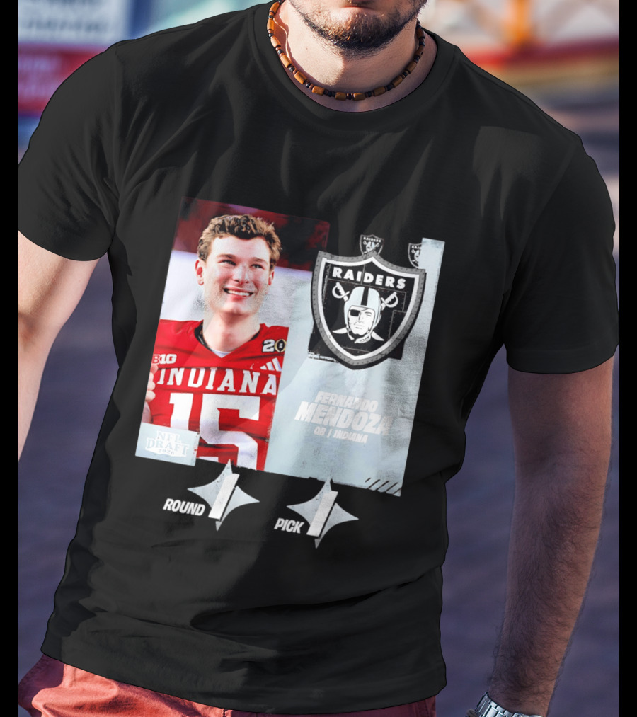 Fernando Mendoza QB Indiana Las Vegas Raiders Round 1 Pick 1 NFL Draft 2026 T-Shirt
