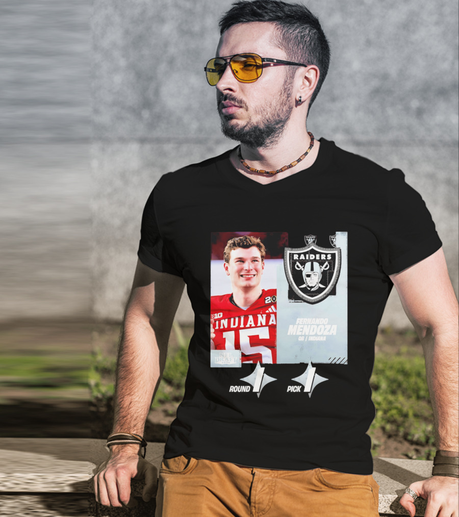 Fernando Mendoza QB Indiana Las Vegas Raiders Round 1 Pick 1 NFL Draft 2026 T-Shirt