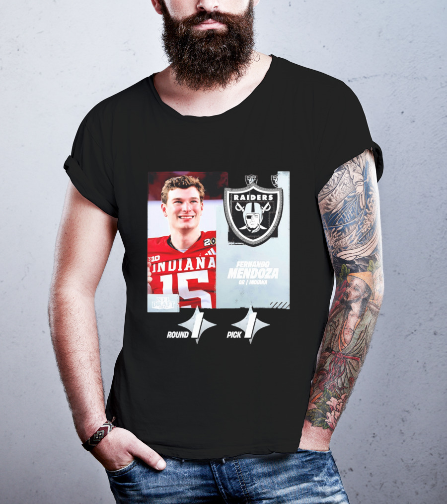 Fernando Mendoza QB Indiana Las Vegas Raiders Round 1 Pick 1 NFL Draft 2026 T-Shirt