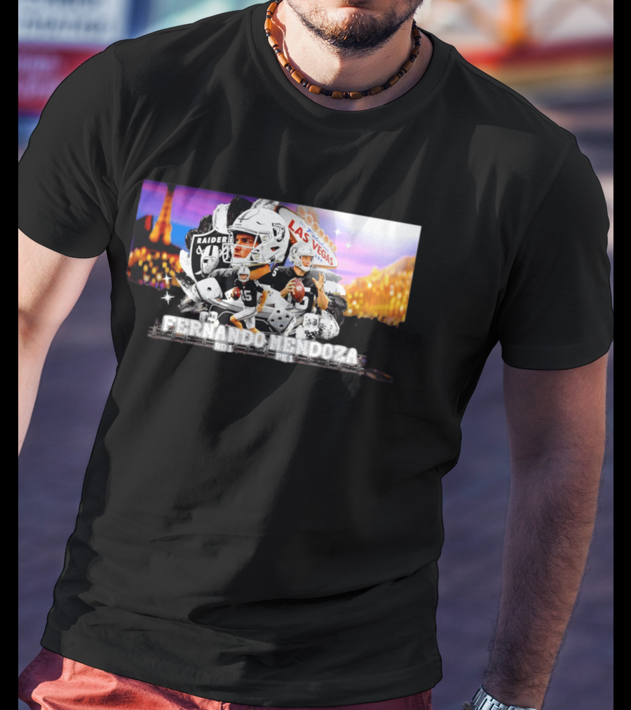 Fernando Mendoza Raiders Las Vegas Lights Casino Dice Football Draft T-Shirt