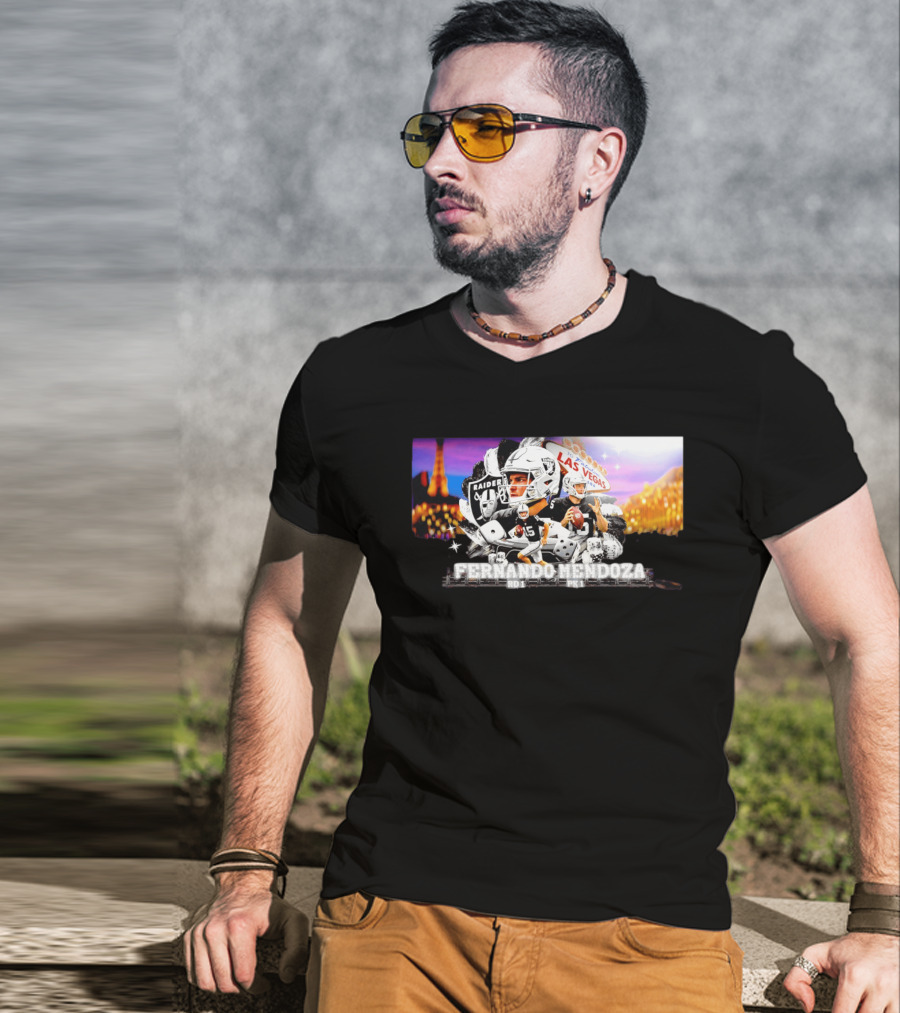 Fernando Mendoza Raiders Las Vegas Lights Casino Dice Football Draft T-Shirt